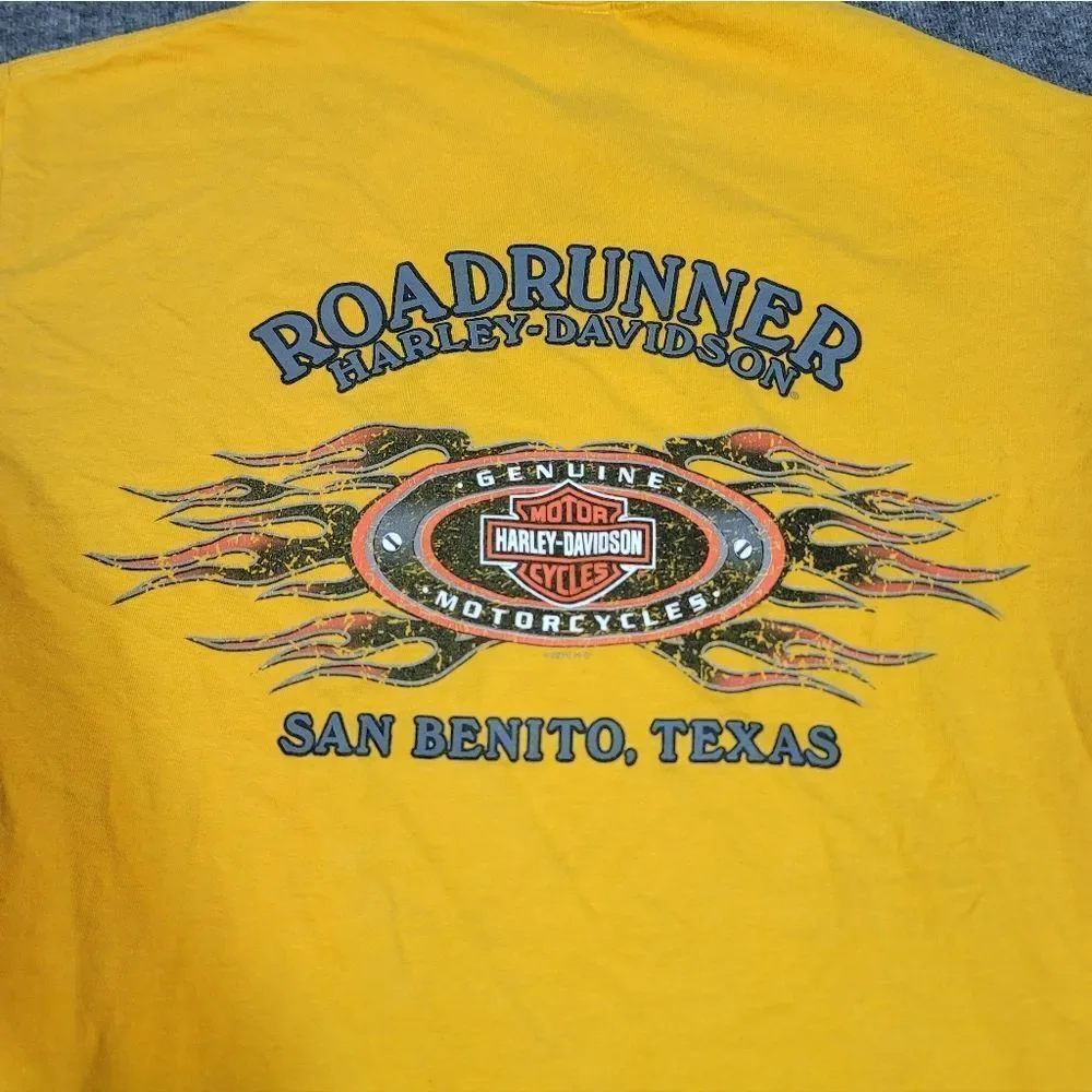 Harley-Davidson Eagle Graphic T-Shirt Medium Yellow Roadrunner San Benito Texas